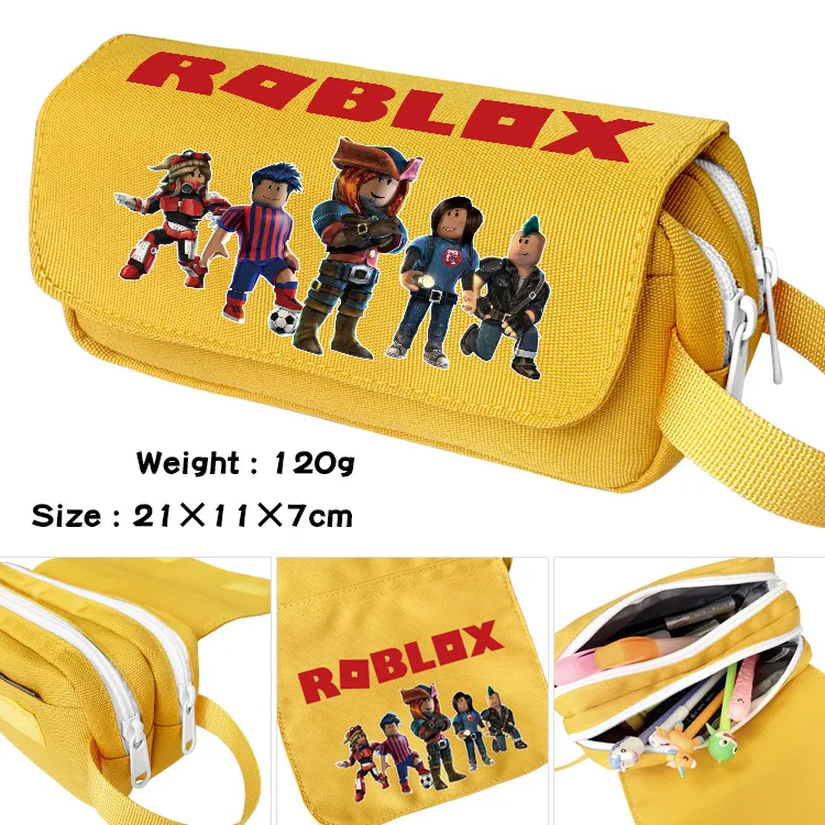 Roblox Inspired Waterproof Pencil Case – Large Capacity Canvas Stationery Bag with Handle, Virtual World Themed Pencil Pouch for Students & Gamers